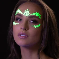 Moon Neon UV kroppsstenar, Intense Green Face Jewels