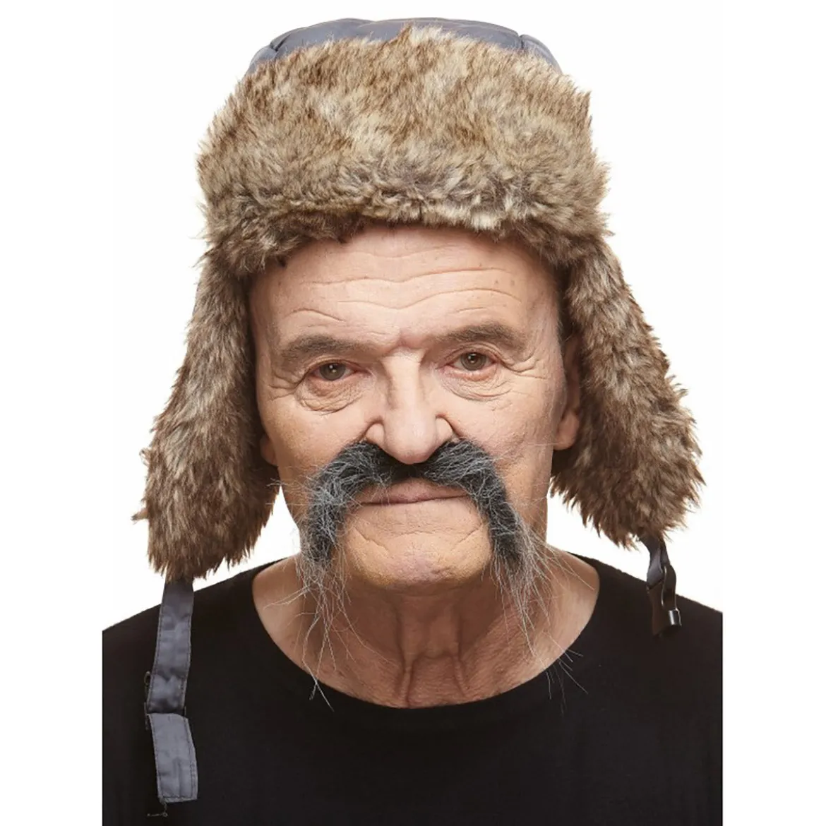 Mustasch, biker svart/vit