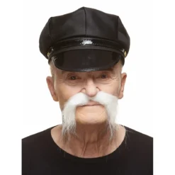 Mustasch, biker vit