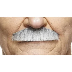 Mustasch, butler grå/vit