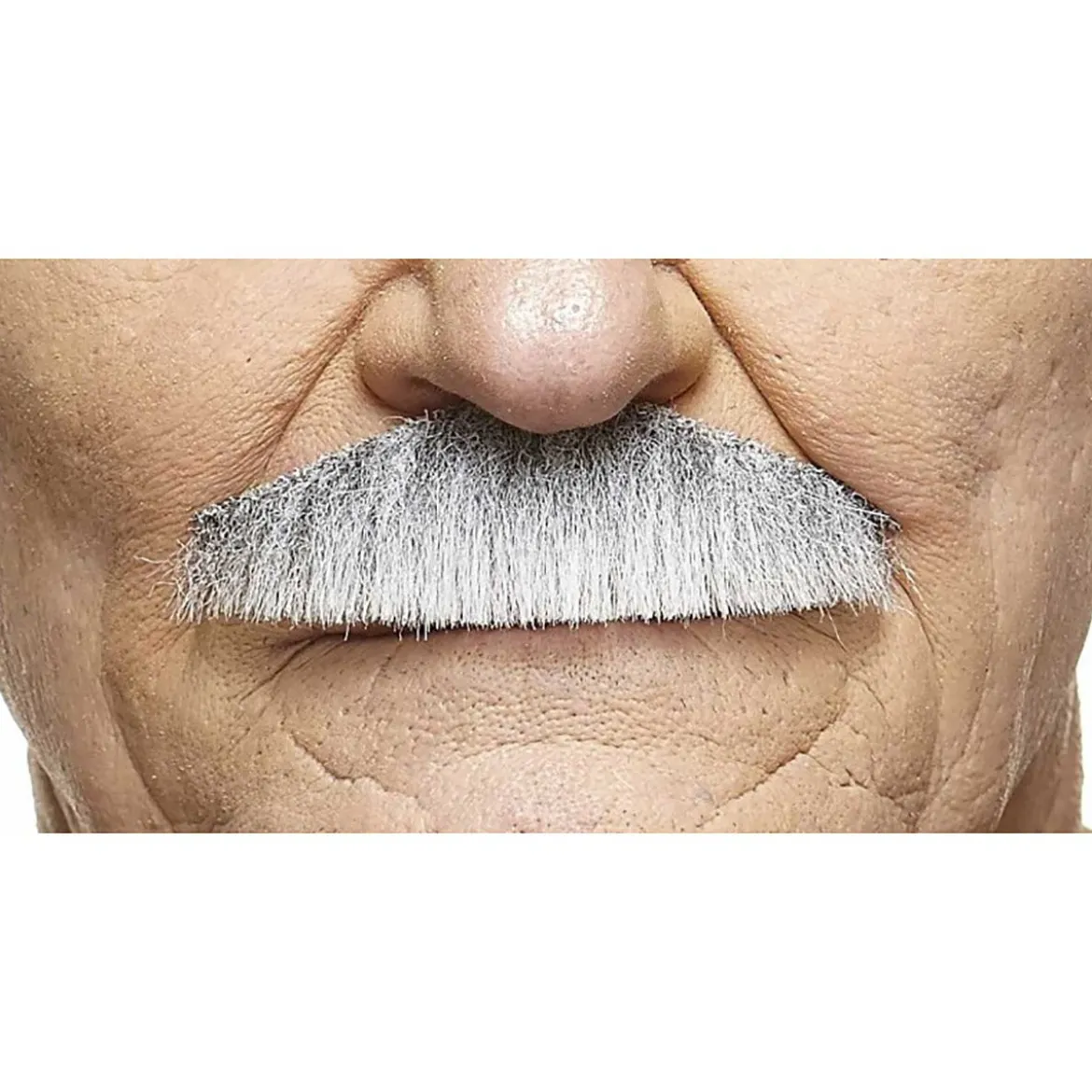 Mustasch, butler grå/vit