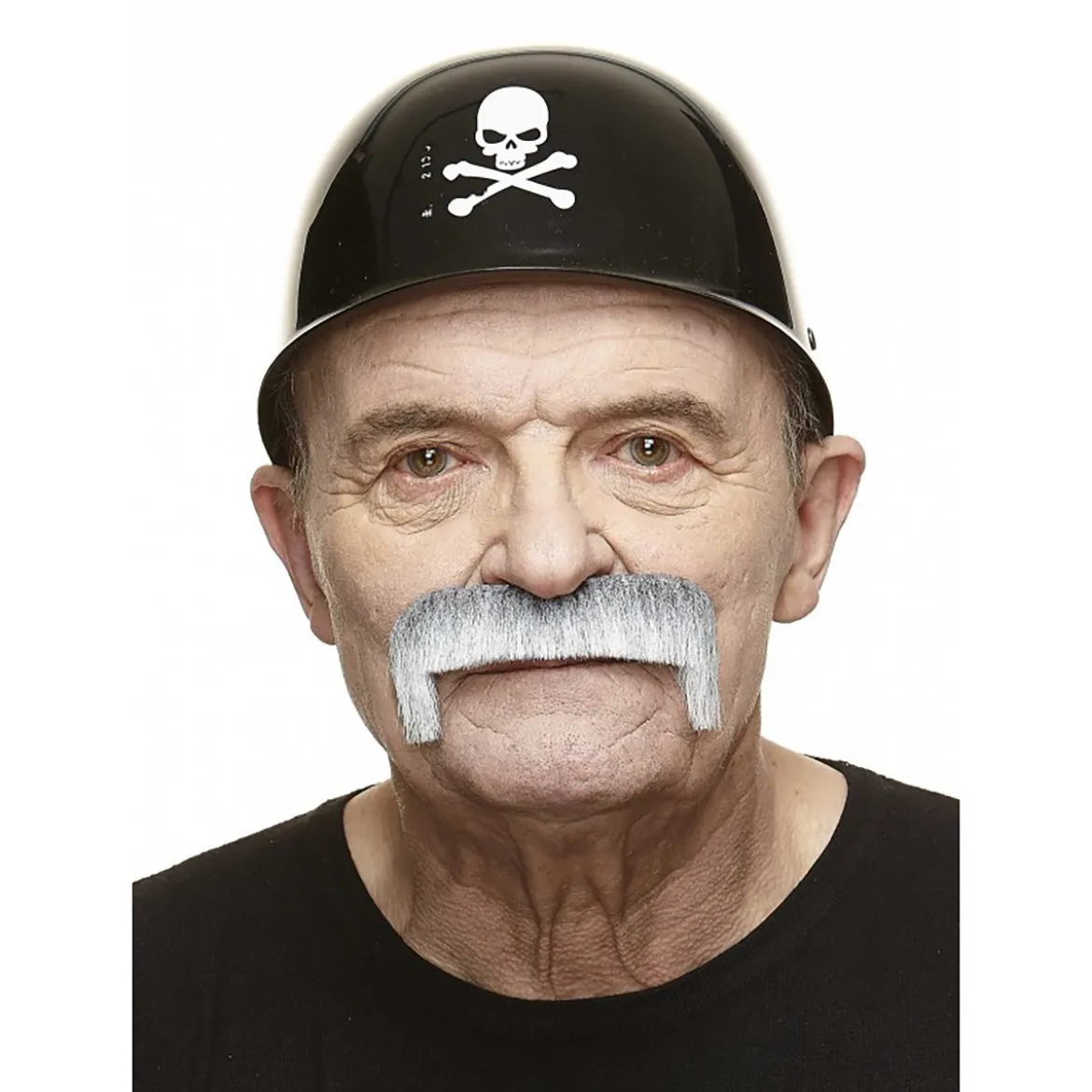 Mustasch, magnum grå/vit