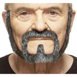 Mustasch med skägg, captain svart/vit