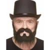 Mustasch med skägg, western svart