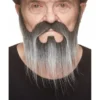 Mustasch med skägg, western svart/vit