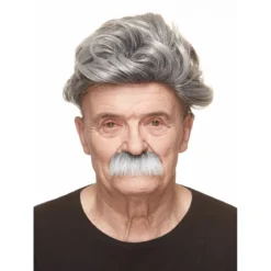 Mustasch, professor grå/vit