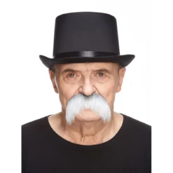 Mustasch, rebel grå/vit