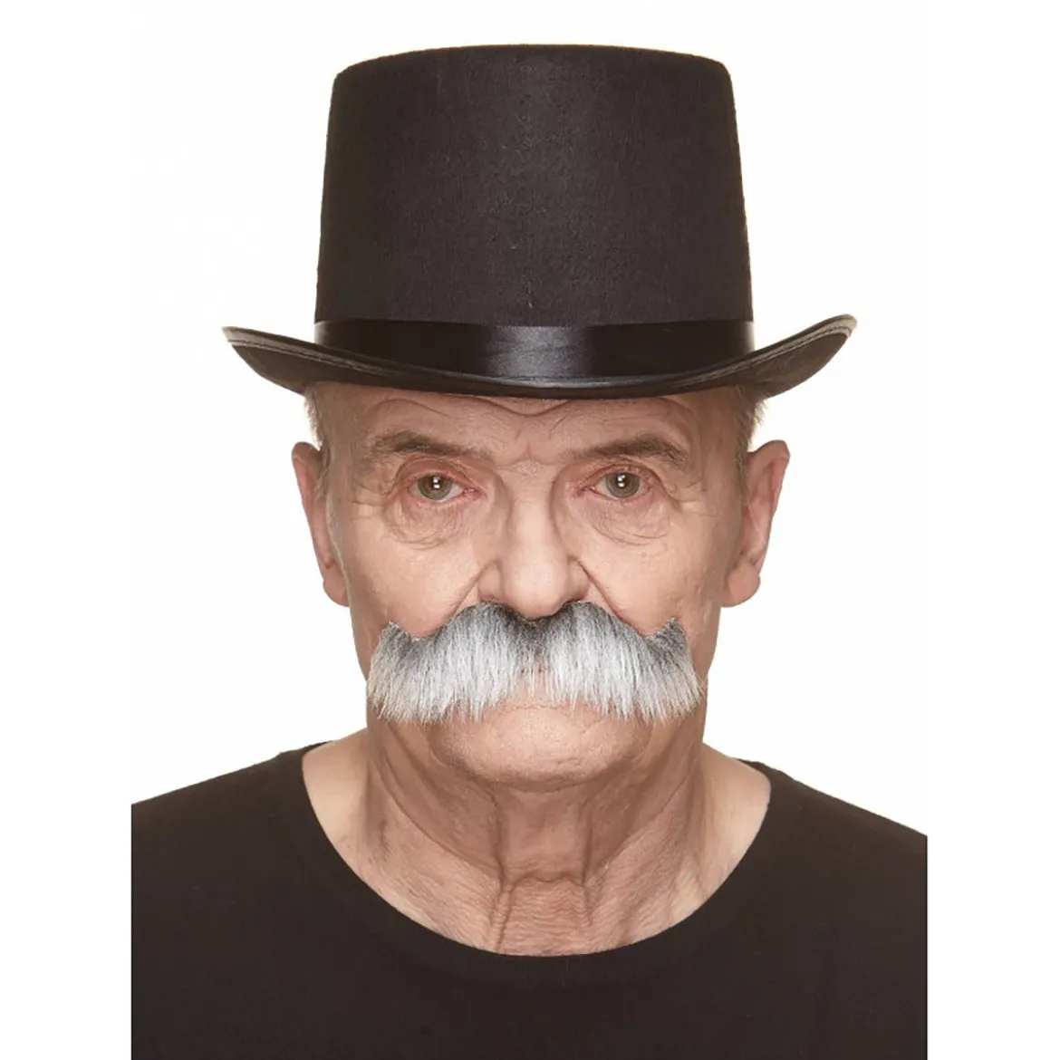 Mustasch, sheriff grå/vit