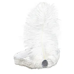 Pannband med fjäder, vit