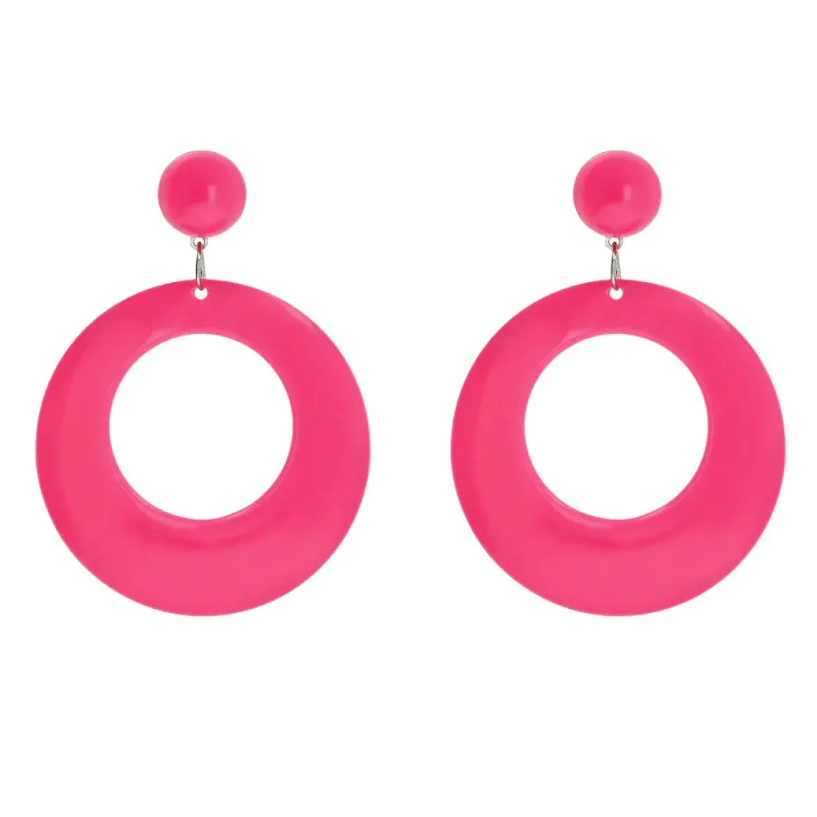 Örhängen, retro neon rosa