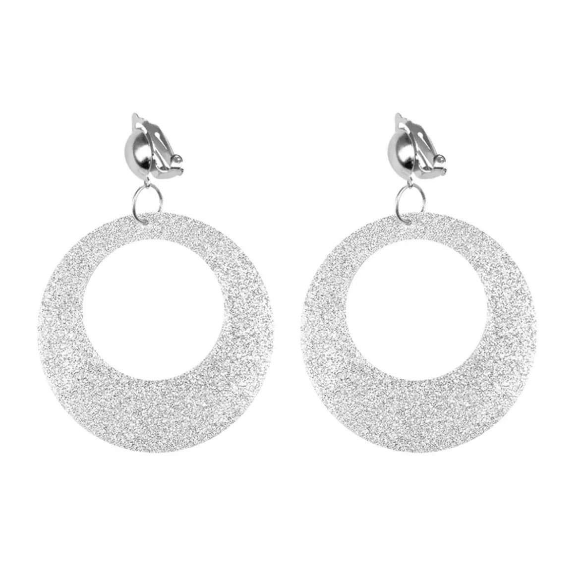 Örhängen, silver glitter 80-tal