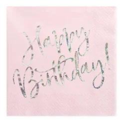 Servetter, happy birthday ljusrosa 20 st