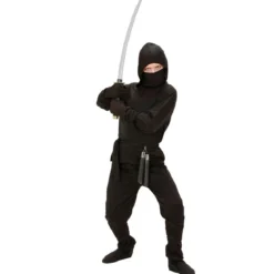 Tonårsdräkt, ninja svart 164 cm / 14-16 år
