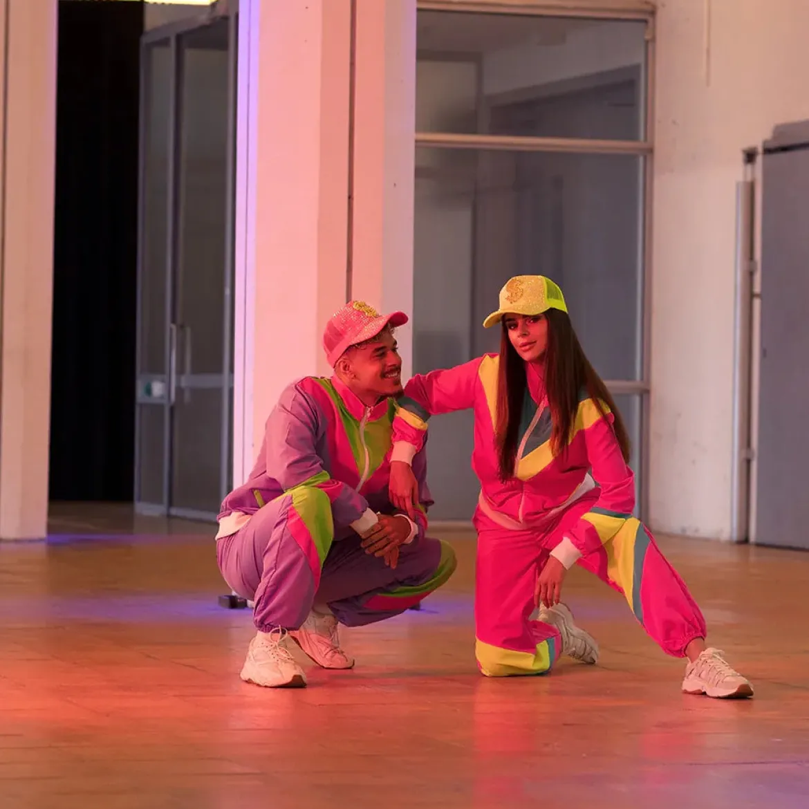 Träningsoverall, neon lila